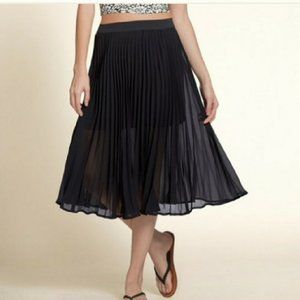 Hollister Black Pleated Chiffon Midi Skirt